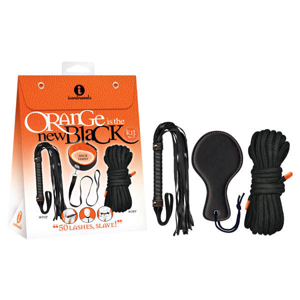 Orange Is The New  Kit #3 - 50 Lashes, Slave! - Bondage Kit - 3 Piece Set, including whip, ropes, and blindfold.