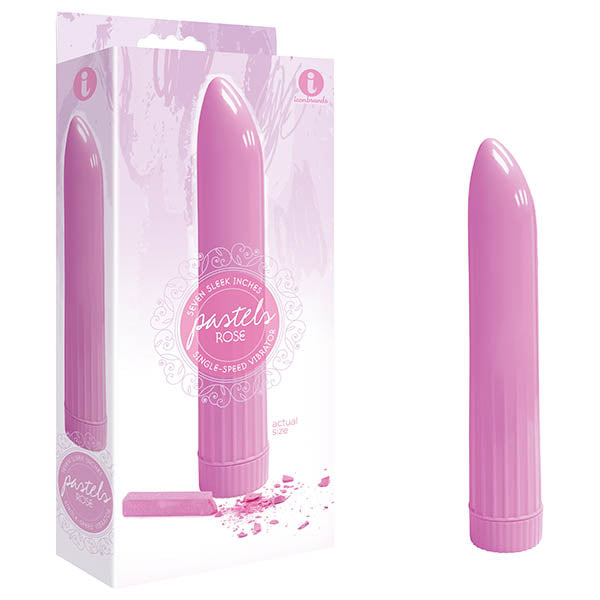 The 9's Pastel Vibes - Rose  17.8 cm (7'') Vibrator in packaging, perfect for intimate essentials for her.
