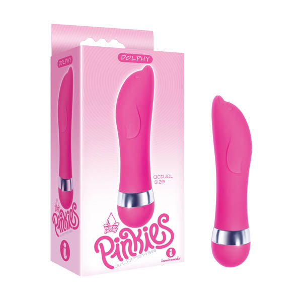 The 9's Pinkies, Dolphy - 11.4 cm (4.5'') Vibrator in pink packaging showcasing its design and features.