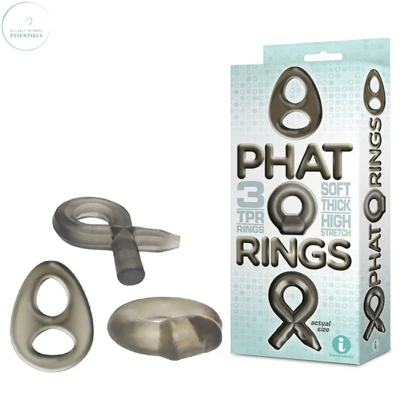 Affordable quality The 9's Phat Rings - Smoke Cock Rings - Set of 3  from Icon Brands by Discreet Intimate Essentials with Discreet Delivery 