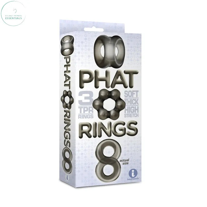 Affordable quality The 9's Phat Rings - Smoke Cock Rings - Set of 3  from Icon Brands by Discreet Intimate Essentials with Discreet Delivery 