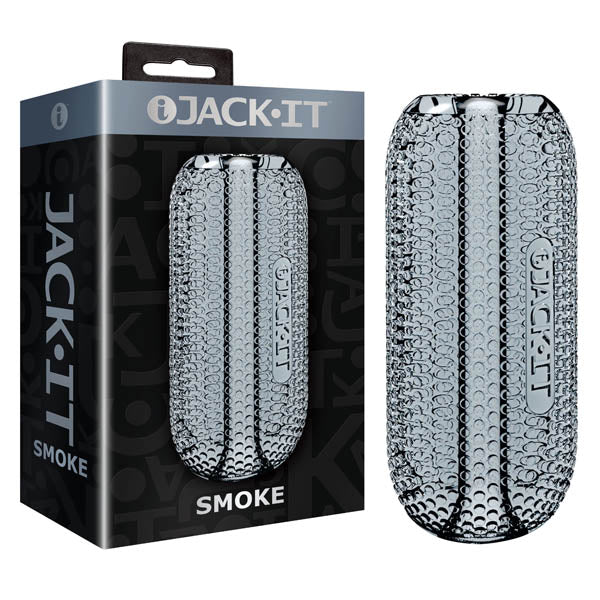 Jack-It Stroker - Smoke Stroker product packaging with ridged texture and sleek design for enhanced pleasure.