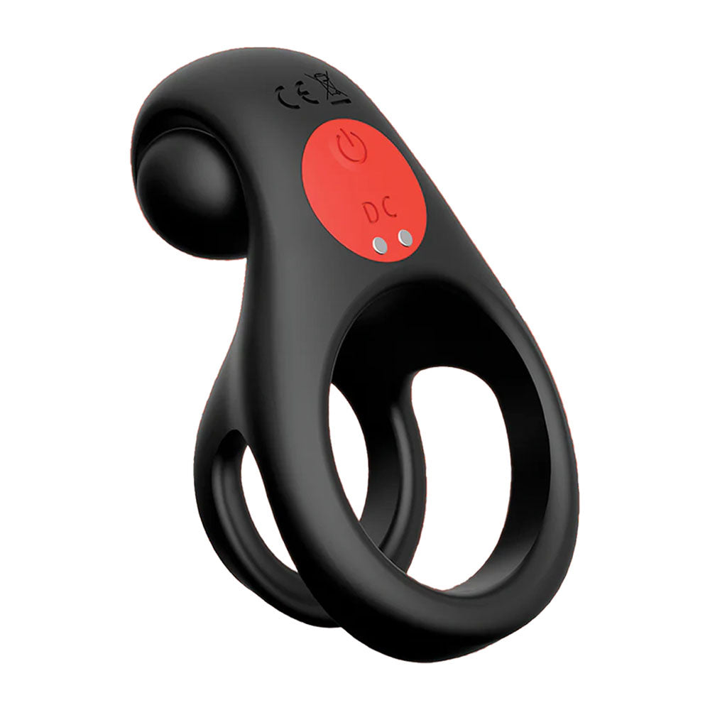 USB rechargeable vibrating cock ring with remote control for enhanced couple's pleasure.