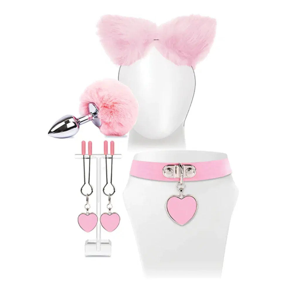 Try-Curious Kitty Kit -  Cosplay Kit - 5 Piece Set featuring pink accessories for playful roleplay.