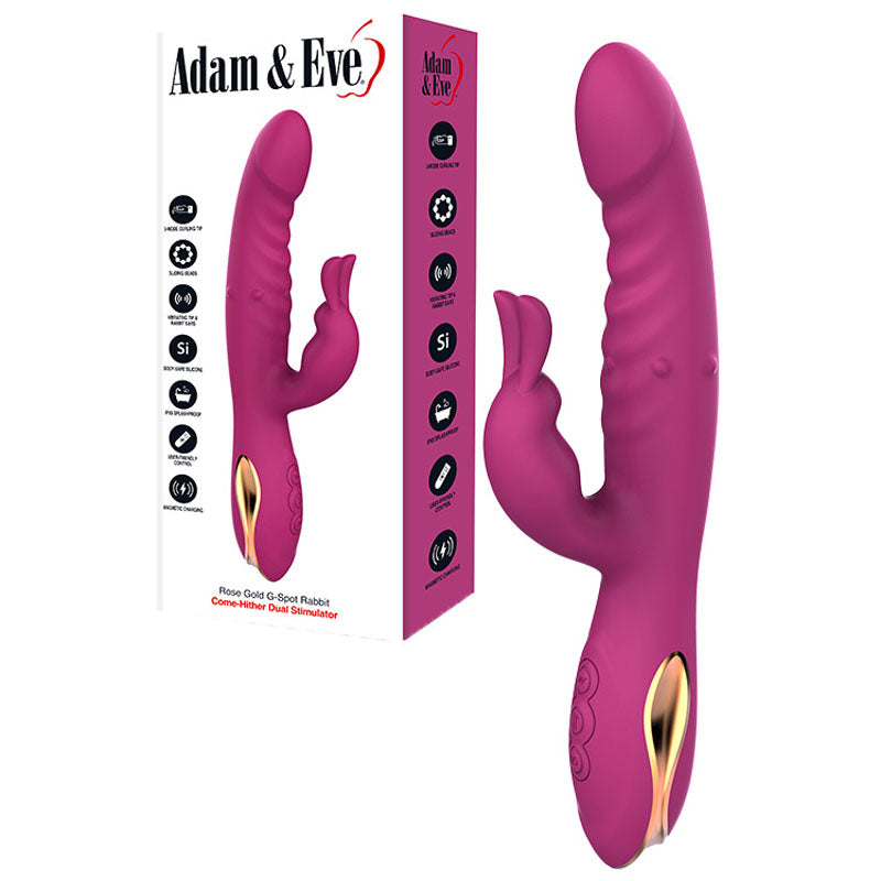 Adam & Eve ROSE GOLD G-SPOT RABBIT -  22.5 cm USB Rechargeable Rabbit Vibrator with Flicking Tip