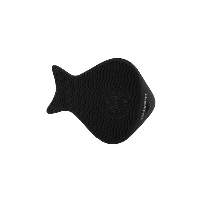 Adam & Eve THE RUMBLING RIDER -  Rechargeable Vibrating Grinder Pad in black fish shape, ideal for intimate essentials for her.