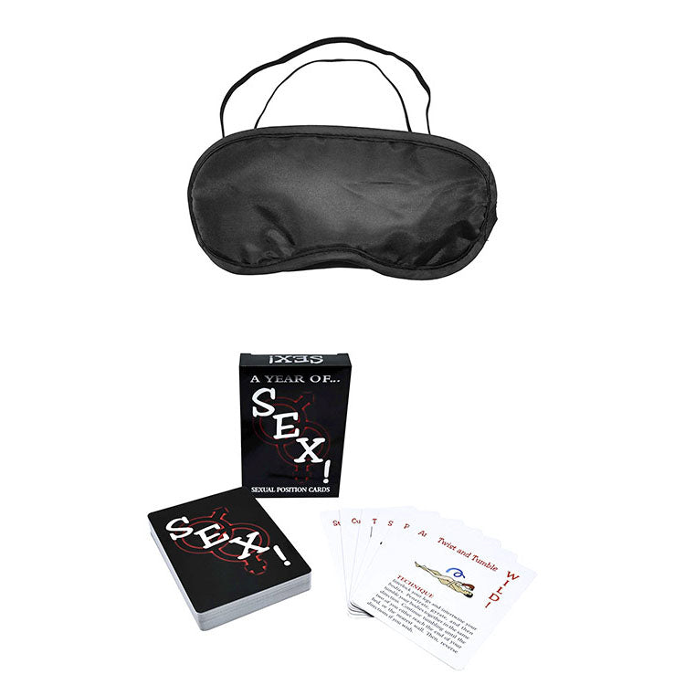 Adam & Eve MIDNIGHT MOODS COLLECTION -  Couples Bondage Kit - Set of 10 Pieces with eye mask and position cards.