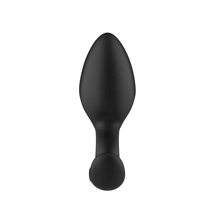 Adam & Eve OMEGA Vibrating Plug - 10 cm USB Rechargeable Vibrating Butt Plug with Remote, sleek black design.