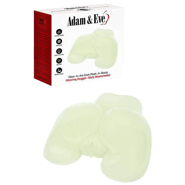 Adam & Eve GLOW IN THE DARK PEEK-A-BOOTY - Glow In Dark Doggy Style Mini Masturbator with glowing soft texture.