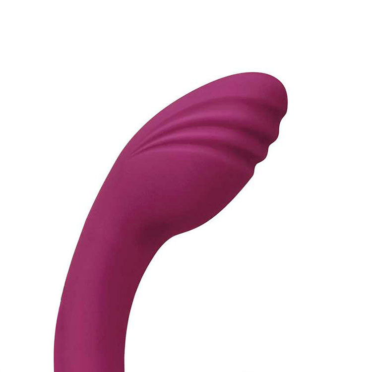 Adam & Eve ROSE GOLD CLIT TICKLER -  22 cm USB Rechargeable Rabbit Vibrator close-up showing ergonomic design and texture.
