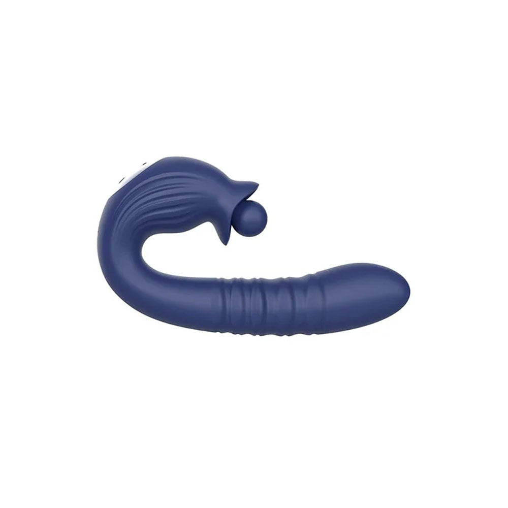 Adam & Eve THE BIG BALLER - Navy 18.8 cm USB Rechargeable Thrusting Rabbit Vibrator for intimate pleasure.