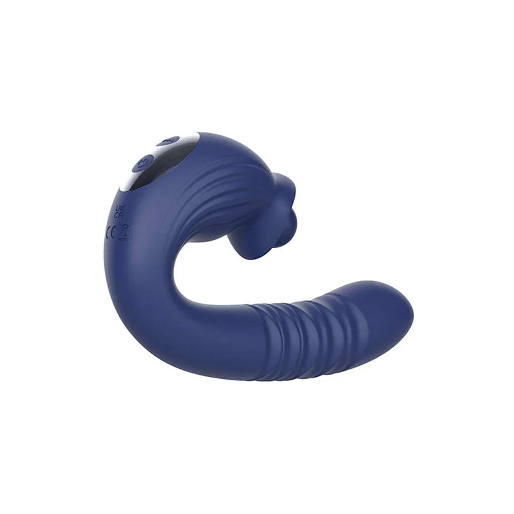 Adam & Eve THE BIG BALLER - Navy 18.8 cm USB Rechargeable Thrusting Rabbit Vibrator for ultimate pleasure.