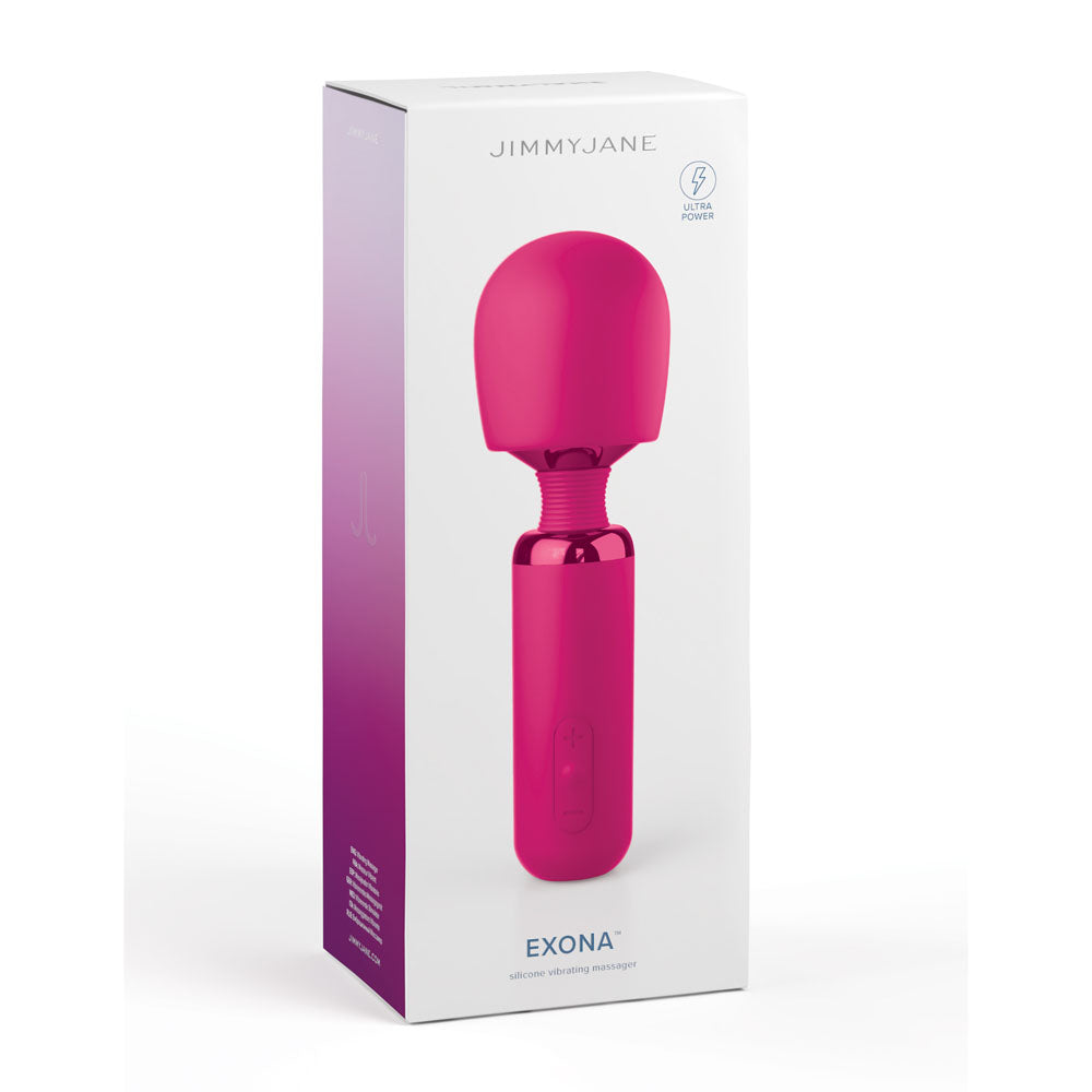 JimmyJane Exona - 18.3 cm USB Rechargeable Massage Wand in sleek packaging, ideal for intimate essentials for her.