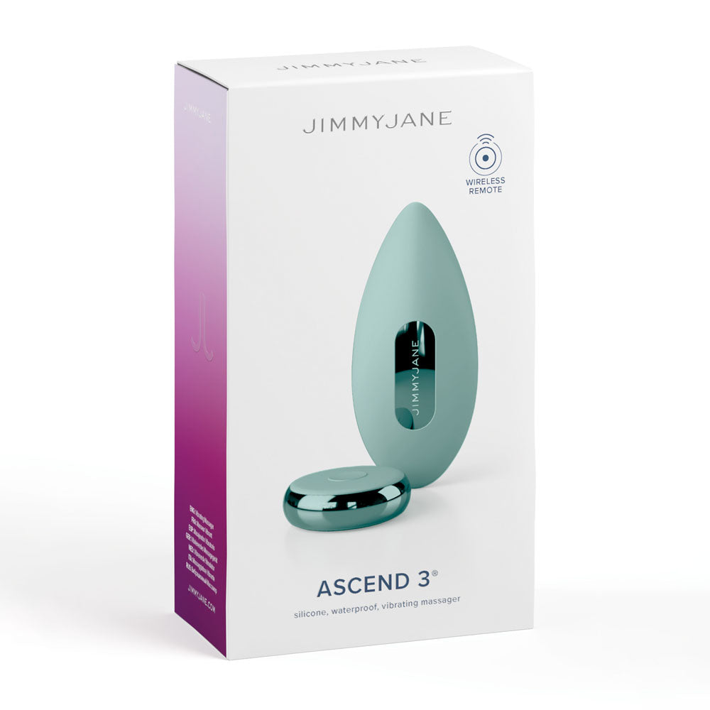 JimmyJane Ascend 3 - Teal 9 cm USB Rechargeable Stimulator with Wireless Remote packaging image