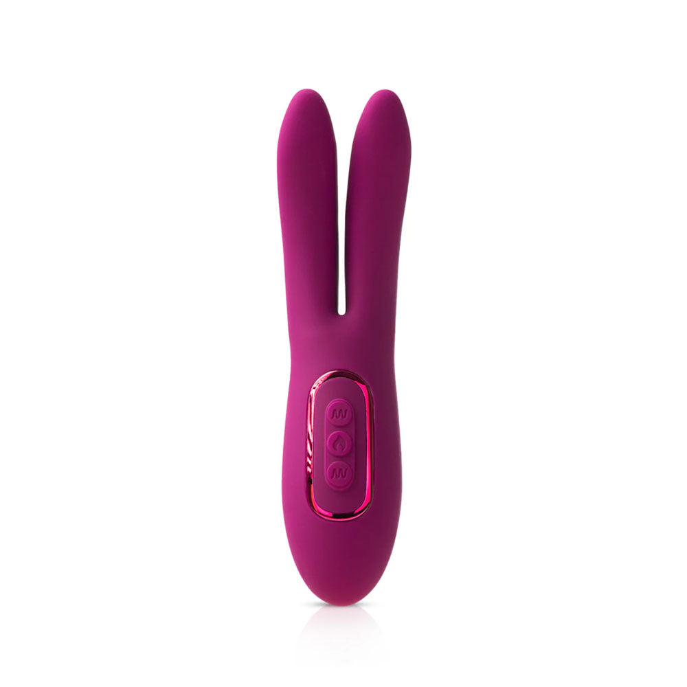 JimmyJane Solis Ascend 2 PRO -  16 cm USB Rechargeable Dual Tip Stimulator in vibrant pink color.