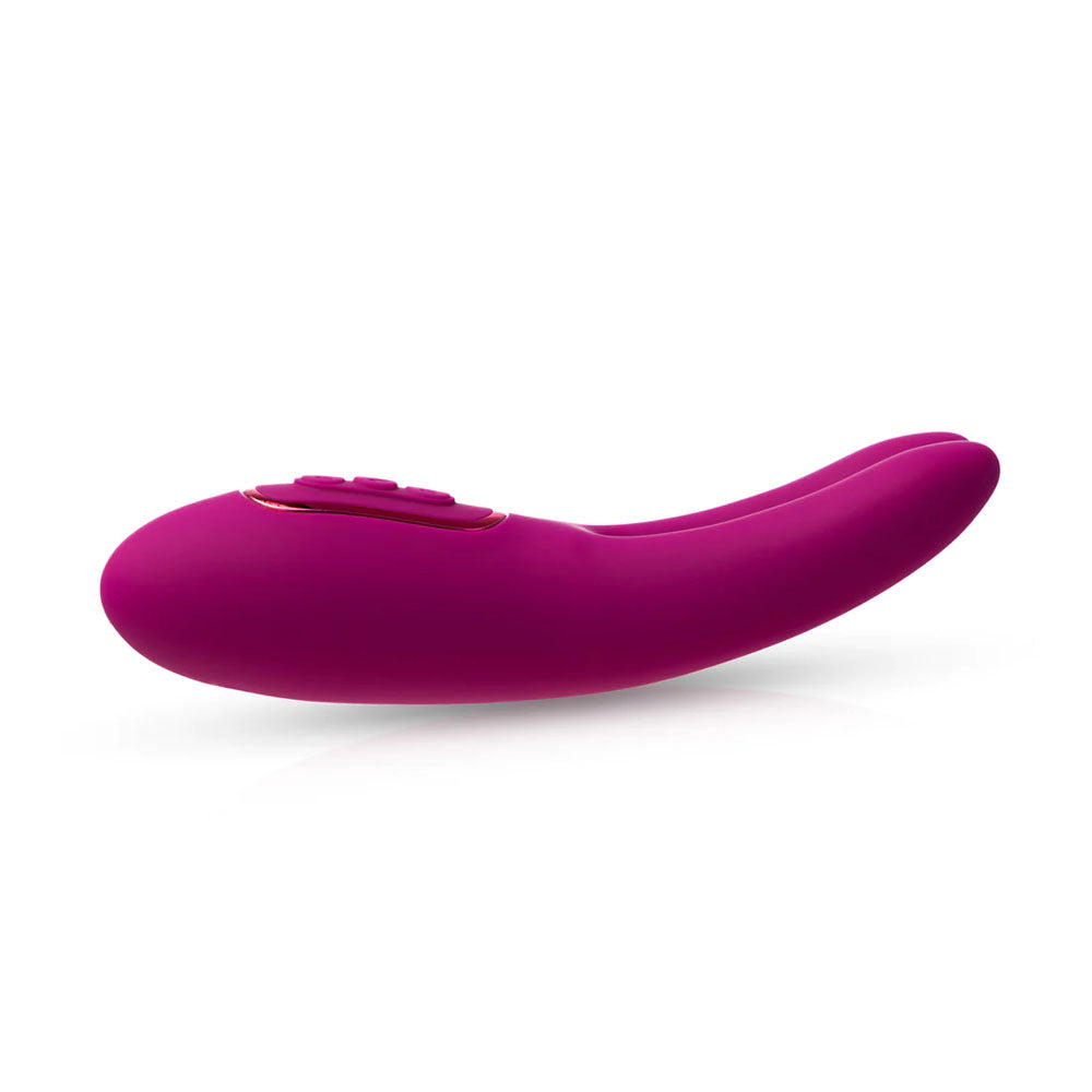 JimmyJane Solis Ascend 2 PRO -  16 cm USB Rechargeable Dual Tip Stimulator in vibrant purple color.