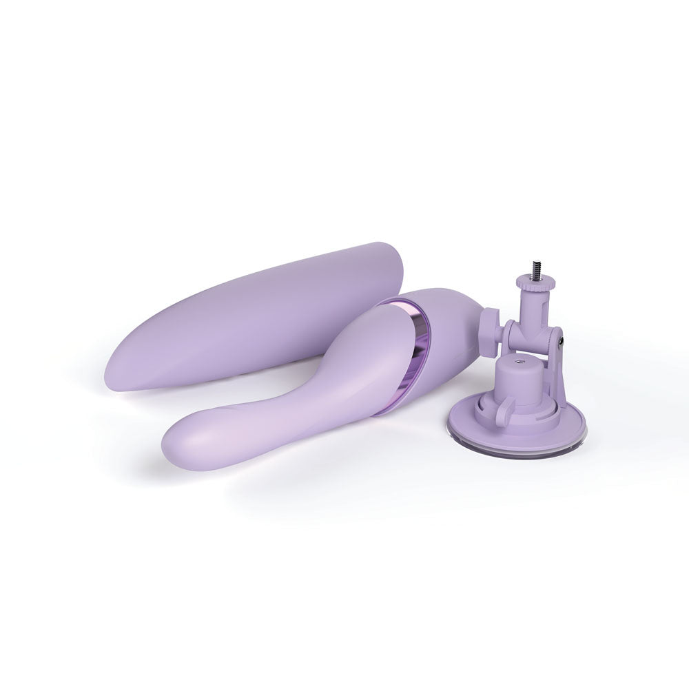 JimmyJane Hello Bang -  27 cm USB Rechargeable Warming & Thrusting Vibrator in purple, sleek design for intimate essentials.