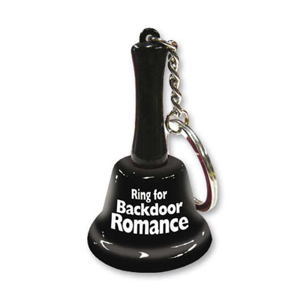 Ring For Backdoor Romance Keychain Bell - Novelty Keychain image showing a playful black bell with a fun design.