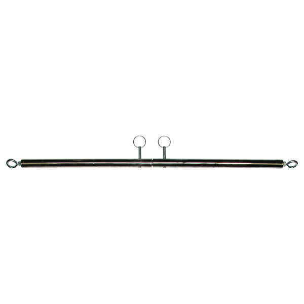 Kinklab Adjustable General Purpose Spreader Bar - Silver Restraint with heavy eyebolts for cuffs, travel-friendly design.