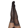Kixies ANNA Sheer  Diamond Thigh Highs -  - Size C, featuring a stylish sheer diamond pattern and no-slip grip.