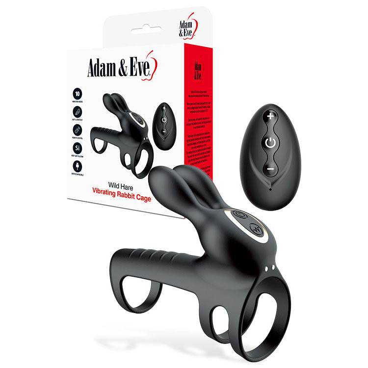 Adam & Eve WILD HARE -  USB Rechargeable Vibrating Penis Cage with Wireless Remote