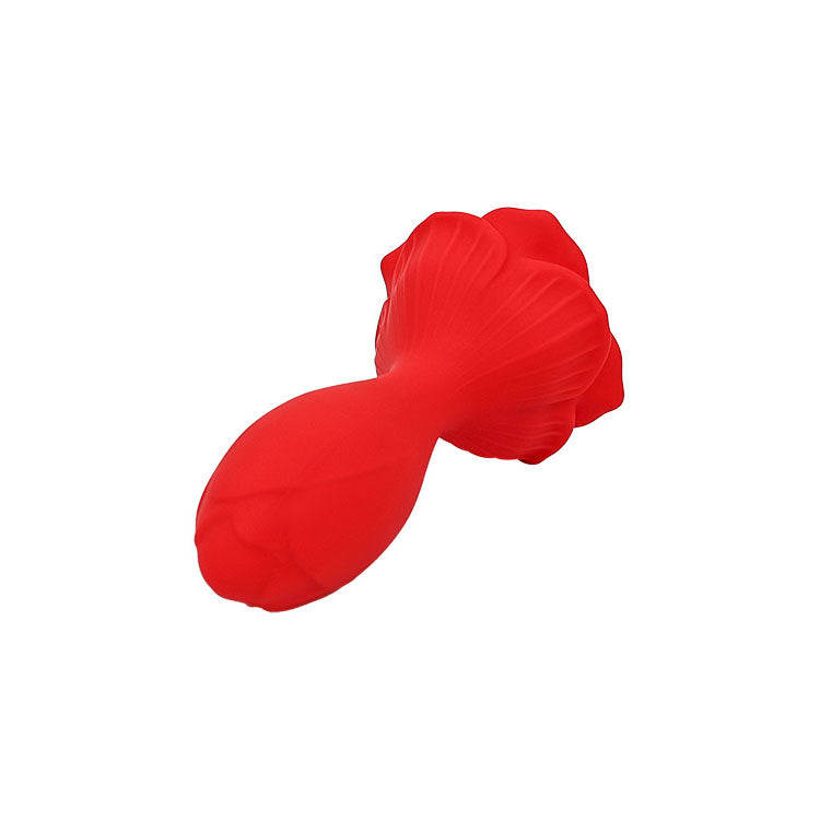 Adam & Eve THE ROSEBUD -  10.2 cm USB Rechargeable Vibrating Butt Plug with Remote in red silicone.