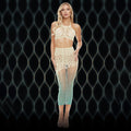 LAPDANCE  Goddess 2-pc Set - Cream/ - One Size featuring a lace crop top and fishnet skirt