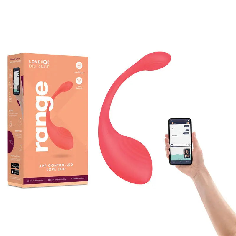 Love Distance RANGE - Coral Rechargeable Love Egg with App Contol Xgen Products Discreet Intimate Essentials.