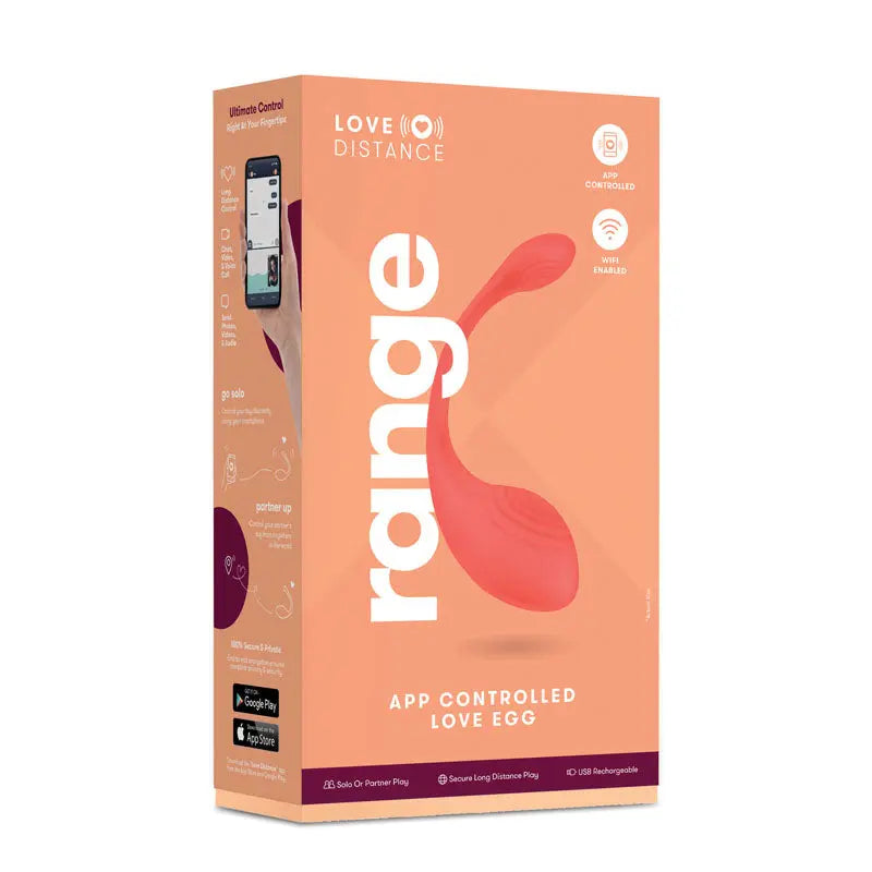 Love Distance RANGE - Coral Rechargeable Love Egg with App Contol Xgen Products Discreet Intimate Essentials.
