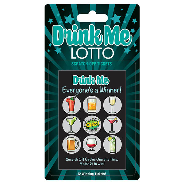 Drink Me Lotto - Party Scratcher featuring colorful scratch-off tickets for fun party activities.
