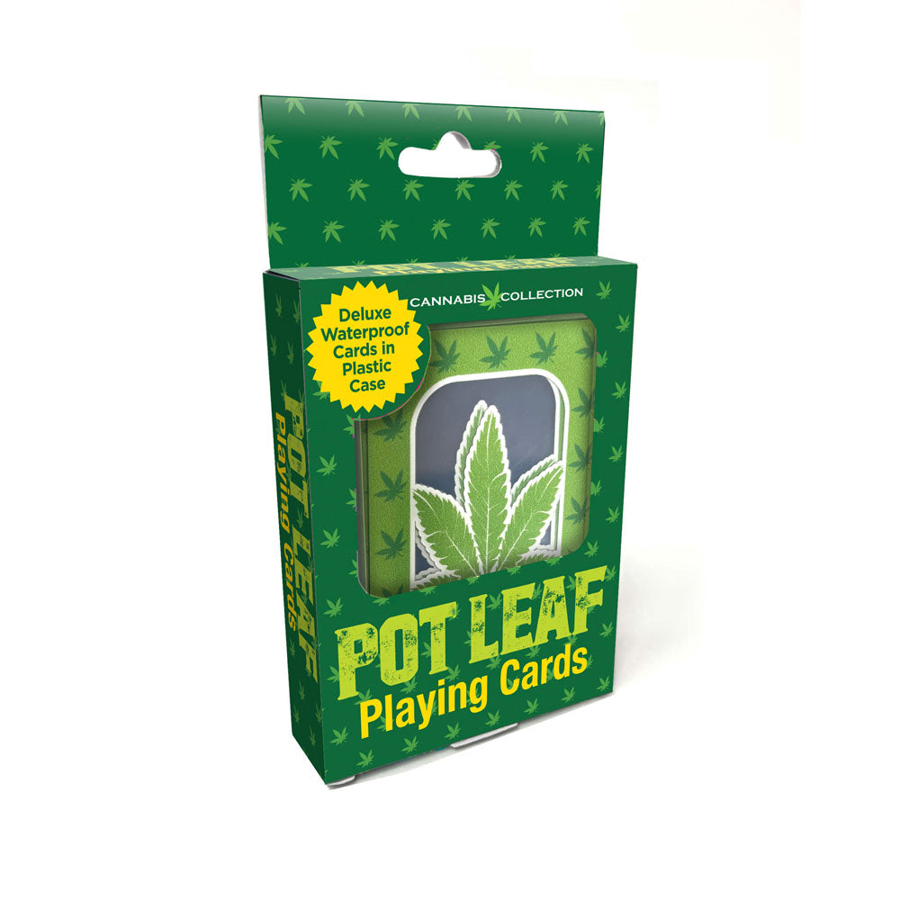 Pot Leaf Playing Cards - Waterproof Novelty Playing Cards in a plastic case with weed leaf design.