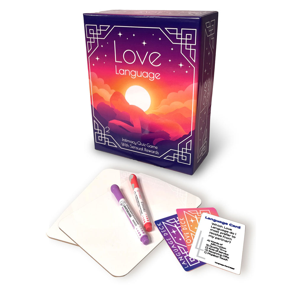 Love Language - Couples Game box with cards and markers for intimate connection and fun.