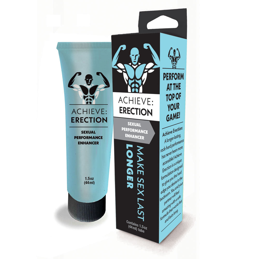 Achieve: Erection - Sexual Performance Enhancer for Men - 44 ml Tube with packaging, designed for longer-lasting performance.