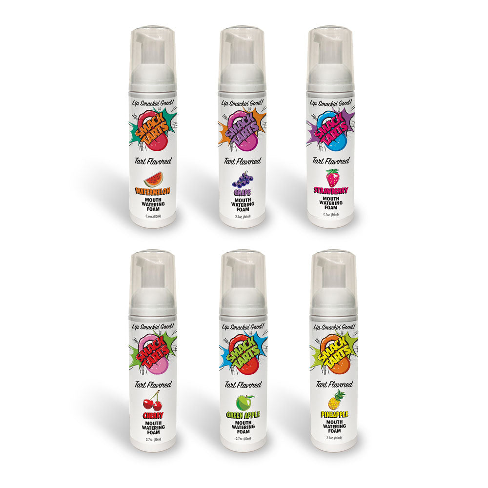 Assorted Smack Tarts foaming mouth sprays including sour cherry mouth spray, in 80 ml bottles.