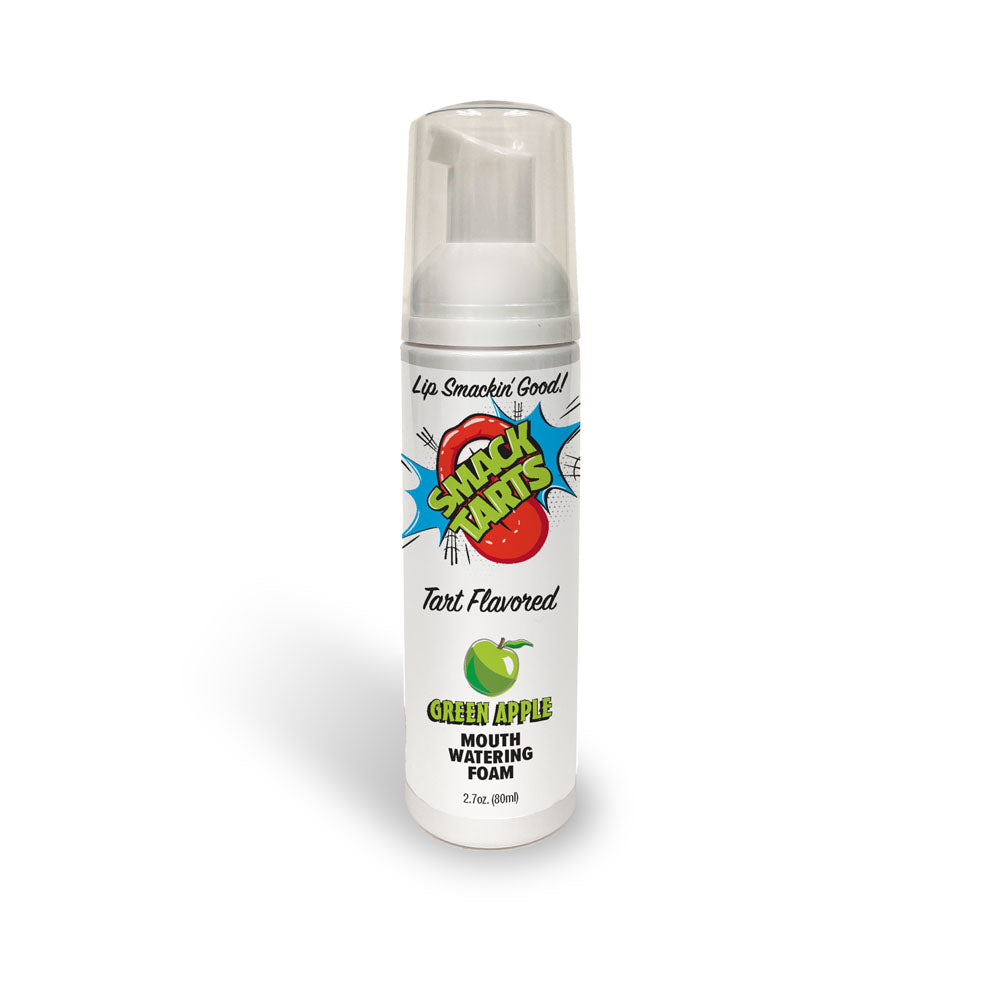 Smack Tarts sour green apple oral lubricant in foam bottle for fruity oral pleasure and fresh taste.
