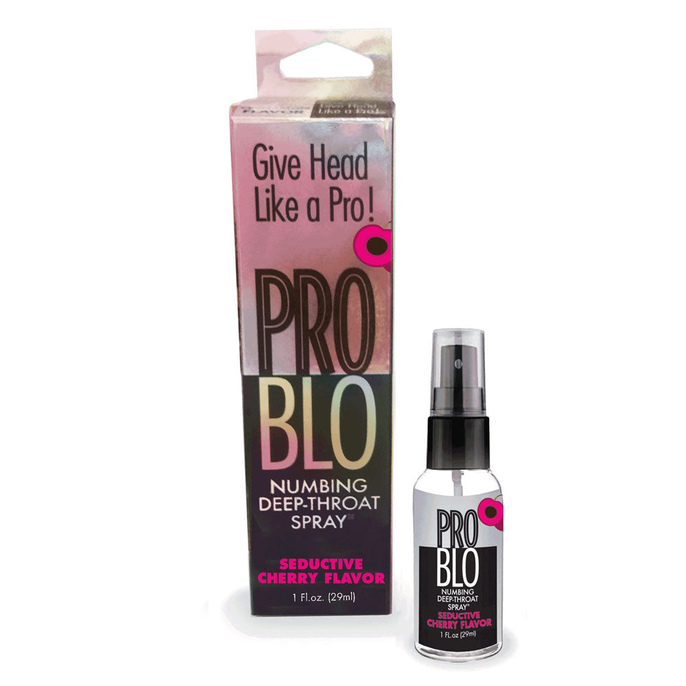 ProBlo Deep Throat Spray - Cherry - Cherry Flavoured Deep Throat Spray - 30 ml packaging and bottle
