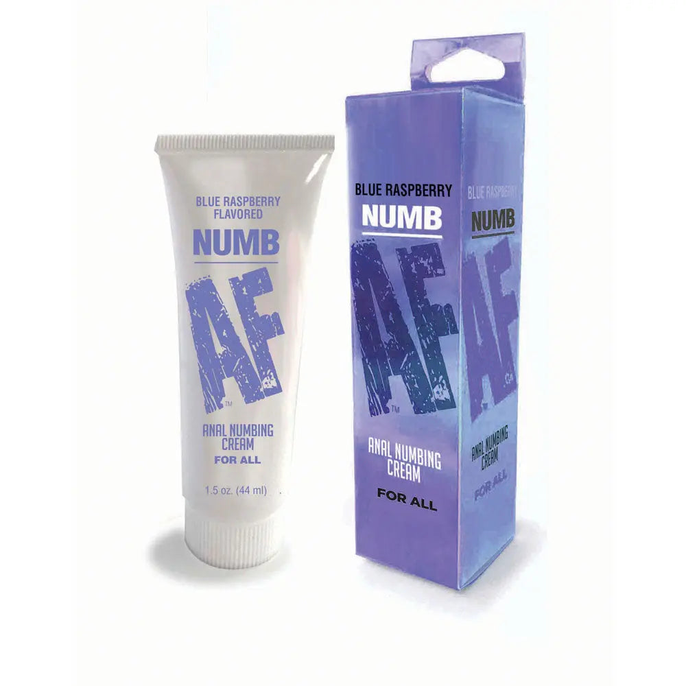 Numb AF - Blue Raspberry - Blue Raspberry Flavoured Anal Numbing Cream - 44 ml Tube Little Genie Discreet Intimate Essentials.