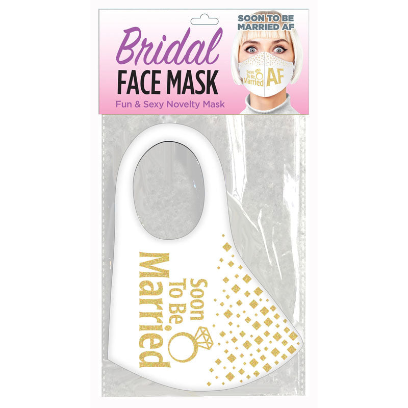 Bridal Face Mask - Soon To Be Married AF -  Novelty Mask packaging with fun and sexy design for soon-to-be brides.