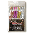 Glitterati - Celebration Straws - Party Straws - 8 Pack with metallic glitter penis designs in assorted colors.
