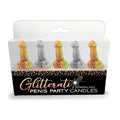 Glitterati - Penis Party Candles - Novelty Candles - 5 Pack featuring colorful glitter candles in a stylish package.