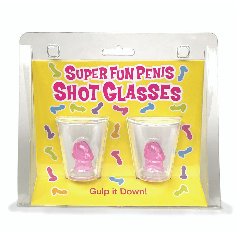 Super Fun Penis Shot Glasses - Set of 2. Enjoy fun penis shot glasses for your party celebration.
