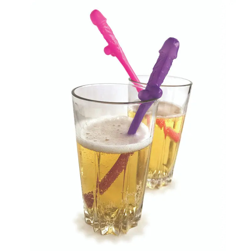 Super Fun Penis Party Straws - Pink/Purple Dicky Straws - Set of 8 Little Genie Discreet Intimate Essentials.