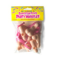 Super Fun Penis Party Whistles - Hens Party Novelties - 8 Pack in a colorful package with pink lanyards.