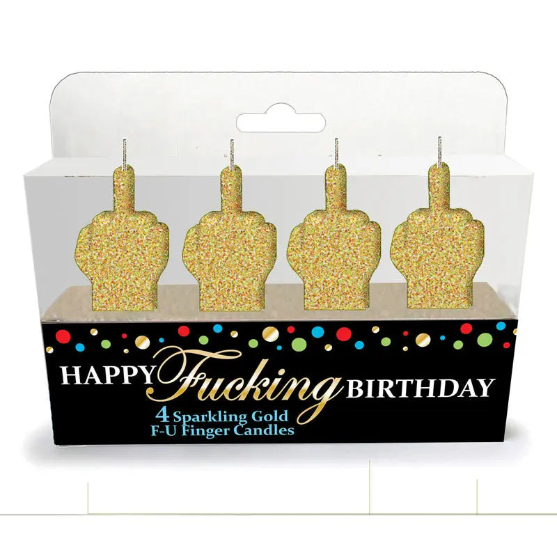 Happy Fucking Birthday FU Candle Set - Novelty Party Candles - Set of 4 Little Genie Discreet Intimate Essentials.