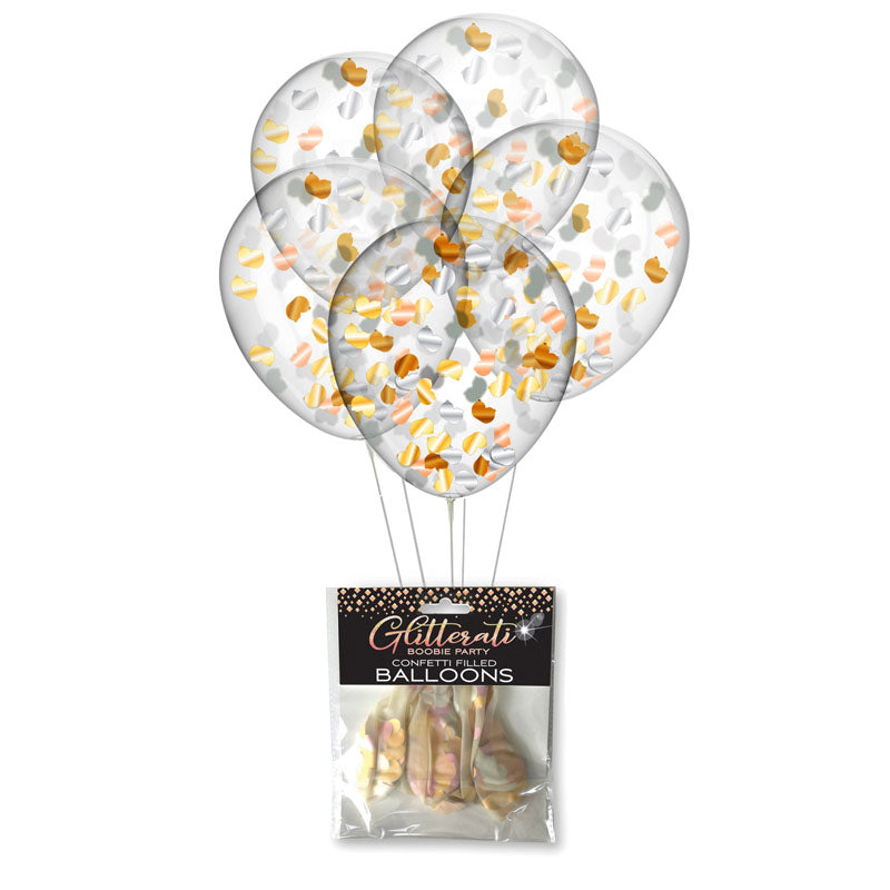 Glitterati - Boobie Confetti Balloons - Set of 5, featuring playful design perfect for adult parties and celebrations.