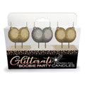 Glitterati - Boobie Candle Set - Novelty Candles - Set of 3 featuring sparkling gold and silver candles for party decor.