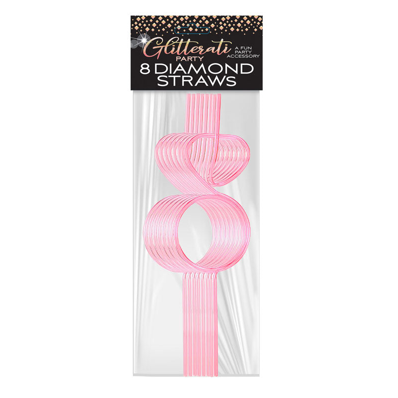 Glitterati - Diamond Ring Straws Set - Hens Party Novelty - Set of 8 in stylish pink design for bridal party celebrations.