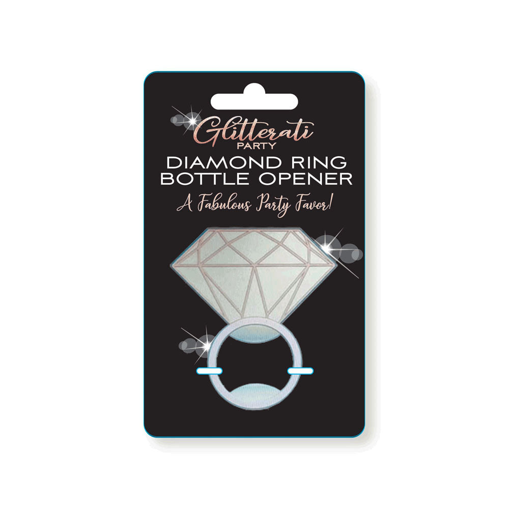 Glitterati Diamond Ring Bottle Opener - Novelty Bottle Opener, elegant party favor for hen's parties and bridal showers.
