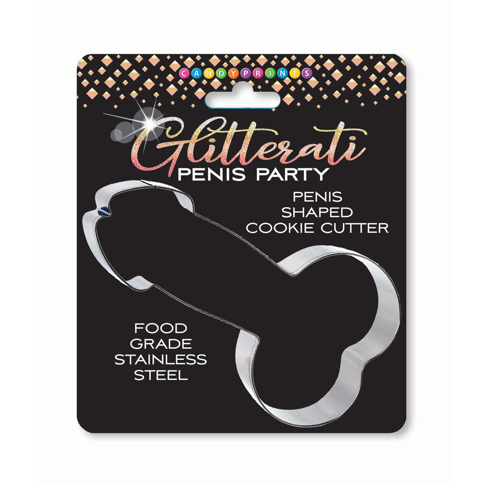 Glitterati Penis Cookie Cutter - Novelty Item in food-grade stainless steel for creative baking and parties.