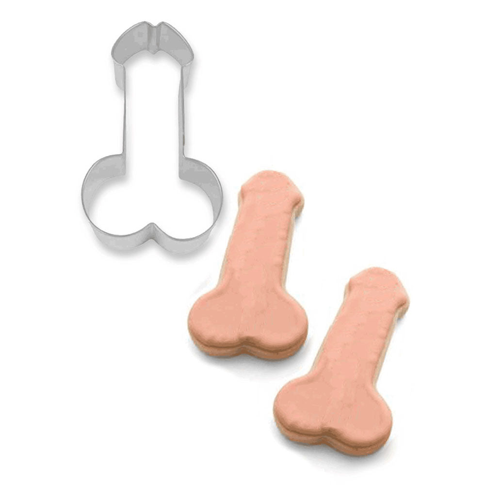Glitterati Penis Cookie Cutter - Novelty Item with baked cookies in the shape of male anatomy for fun culinary treats.